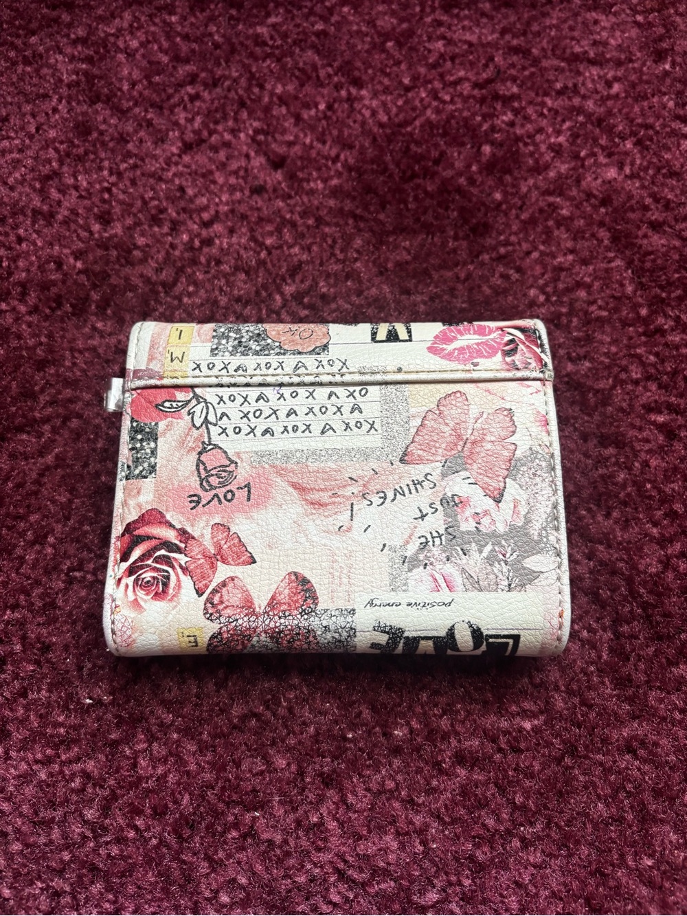 Floral Butterfly Compact Wallet in Blush Pink